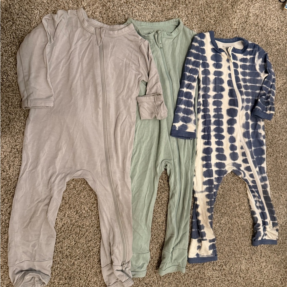 Kyte Zippered Romper Set - Gray, Sage, and Blue (Riptide)